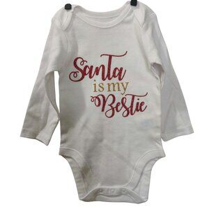 NEW Santa Is My Bestie Baby Long-Sleeve Sleeper/Bodysuit/One Piece  3-6M